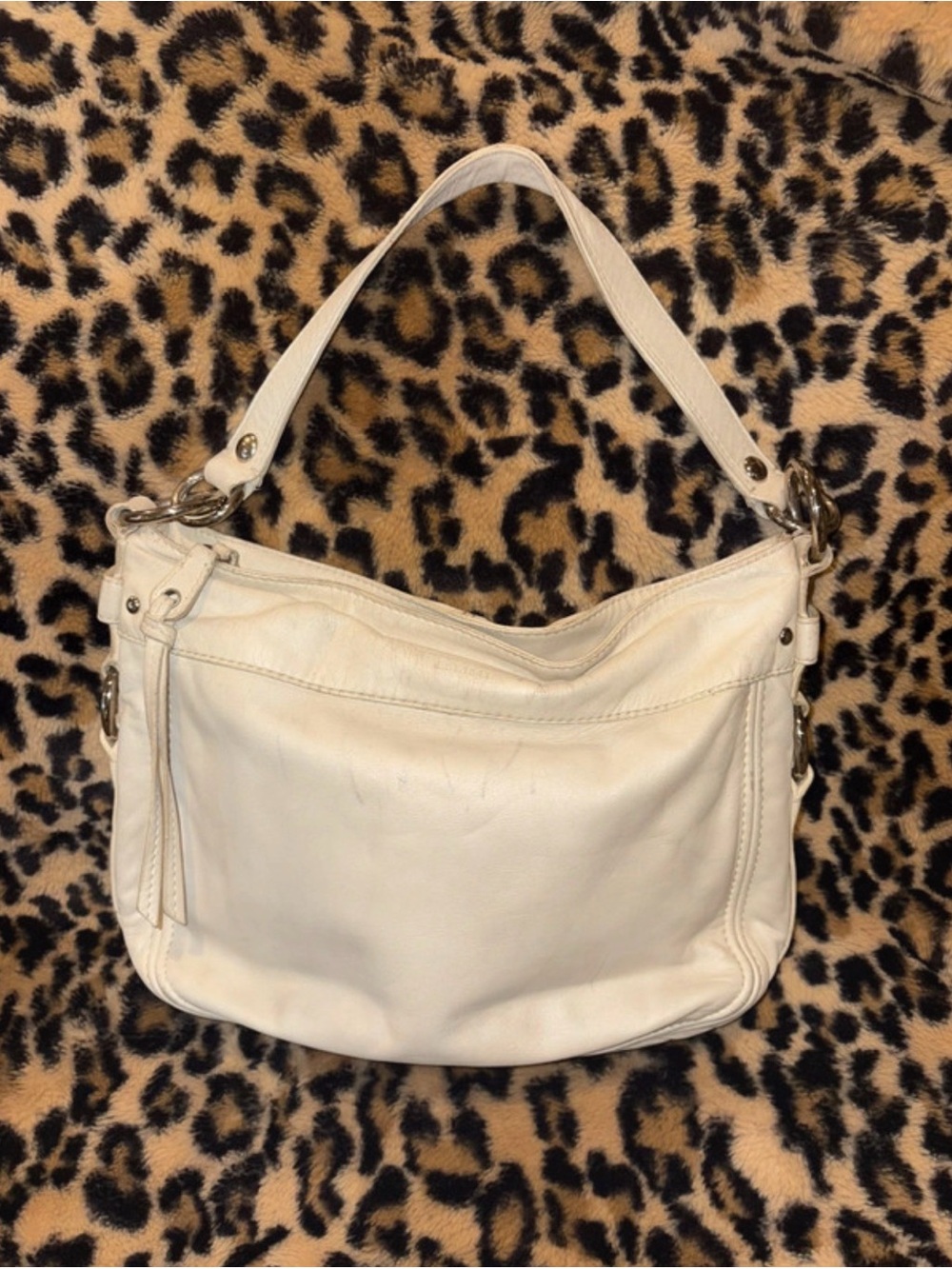 Coach Zoe Y2K Cream Leather Shoulder Bag